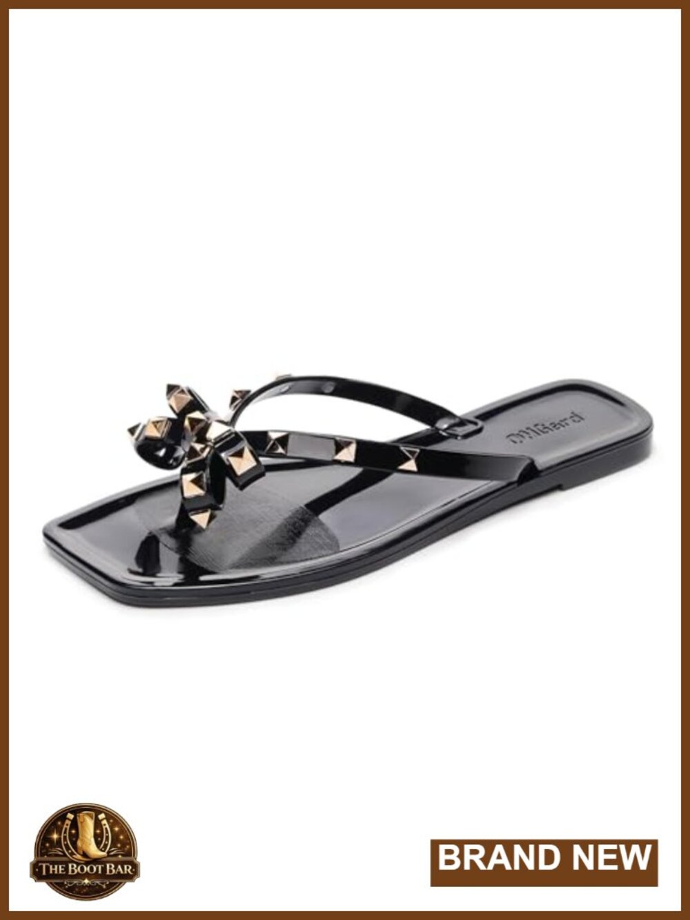 OMGard Studded Bow Flip Flops Jelly Sandals Flat Slip On